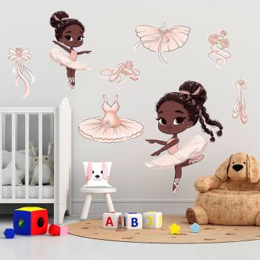 Imagem de Adesivo De Parede Infantil Bailarina Menina Vestido Tutu