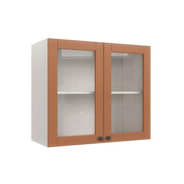 Imagem de Aéreo 2 Portas 80cm Com Portas De Vidro Arizona Cabecasa Madeiramadeira Branco Terracota