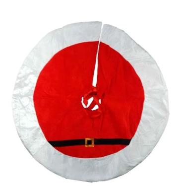 Imagem de Saia Para árvore De Natal Veludo 90cm Vermelha Com Detalhes Brancos Ntd11052