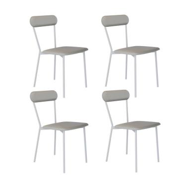 Imagem de Cadeira Fixa Estofada Vintage Emília Com 4 Unidades Saturno Off White-branco Fosco