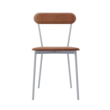 Imagem de Cadeira Fixa Estofada Vintage Emília Com 2 Unidades Nude-branco