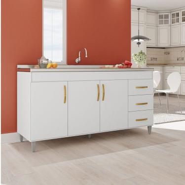 Imagem de Balcão Gabinete De Pia Sem Tampo Luana 158cm X 80cm X 51cm Branco