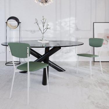 Imagem de Cadeira Fixa Estofada Vintage Retrô Com 2 Unidades Verde -branco