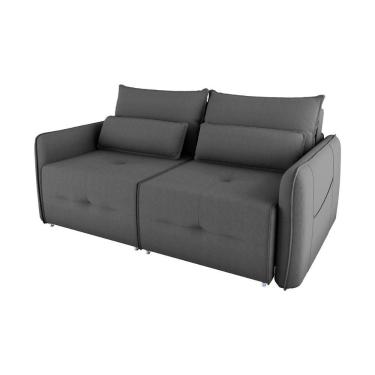 Imagem de Sofá Cama 2 Lugares Com Almofadas 205cm Celine Matrix Suede Cinza