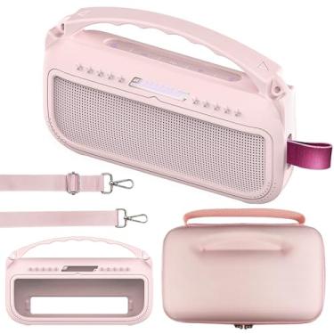 Imagem de JCHPINE Capa de silicone e capa rígida de viagem para alto-falante portátil Bose SoundLink Flex Bluetooth, suporte protetor para acessórios de alto-falante Bose SoundLink Flex (Petal Pink)