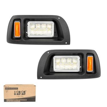 Imagem de 10L0L Faróis de carrinho de golfe para carro de clube DS (1993+) - Substituição lateral do motorista e passageiro, faróis brilhantes de 12 V ajuste direto modelos a gás/elétricos, OEM # 101988002