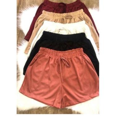 Imagem de Short feminino curto tecido suede elástico na cintura - Filó Modas