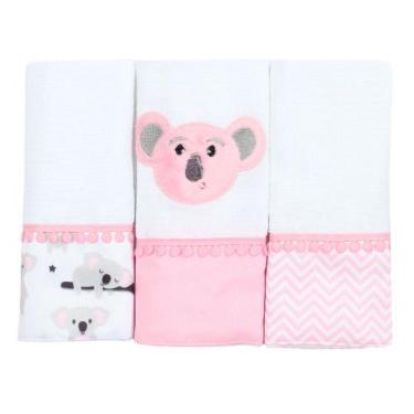 Imagem de Fralda de Boca Coala Rosa 3 Peças - Miguel Baby