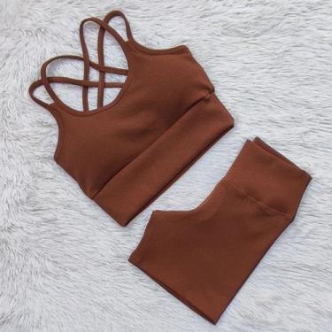 Imagem de Conjunto Ana Ruga Texturizado Para Academia Feminino Short Cós Alto To