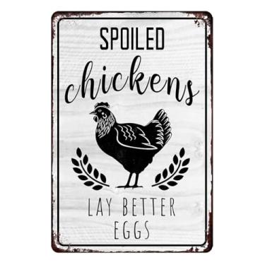 Imagem de Randoland Placa De Galinheiro, Acessórios Para Placas, Presentes Galinhas Mimadas Botam Ovos Melhores, Placas Galinha Engraçadas Áreas Externas, Lata Metal Portão Casa, Cerca, Quintal, Decorações Pa