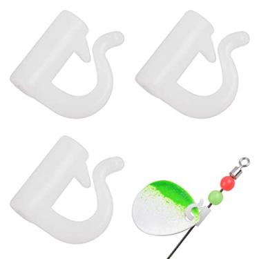 Imagem de Manilha giratória de troca rápida – 100 peças de plástico de pesca com botões rápidos para lâminas giratórias de plástico para spinners Walleye Spinner Rig Crawler Harness Spinner Making Clevis Preto/Branco