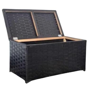 Imagem de Baú Horizontal Organizador de Brinquedos 45L – Caixa Cesto em Fibra Sintética com Fita 60x30x30 cm(preto)