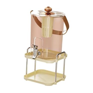 Imagem de Fenteer Dispensador de bebidas para geladeira, pote de café gelado de 5 litros com, jarra de água fria com suporte, recipiente para bebidas e, Rosa Ouro