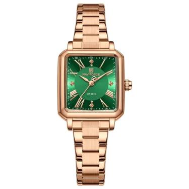 Imagem de Relógio Feminino Mostrador Quadrado Ponto de Luz em Aço Inoxidavel Impermeavel