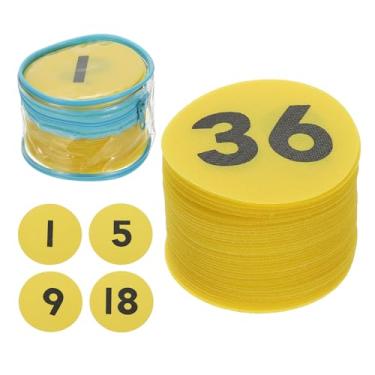 Imagem de YOKIVE Marcadores de pontos de carpete de 10 cm, 36 peças de pontos redondos de chão com números 1-36 alinhados com bolsa para professores, amarelo