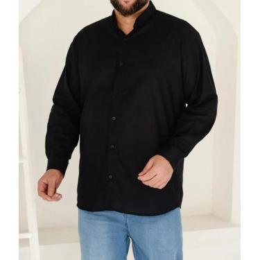Imagem de Camisa Social Masculina Manga Longa Plus Size - Fix Modas, Preto, G2