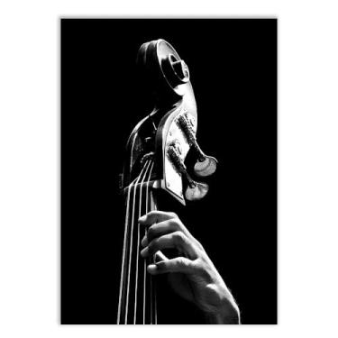 Imagem de Placa Decorativa Violino Ilustração Preto E Branco Poster Quarto Sala