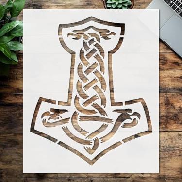 Imagem de Design de estêncil Viking Mjolnir, plástico reutilizável