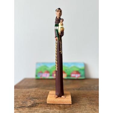 Imagem de Linda Imagem de Santo Antônio 31 cm em Madeira Cedro