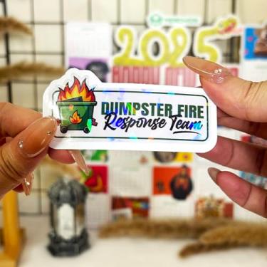Imagem de 3 peças Dumpster Fire Response Team, Dumpster Fire Sticker, This is Fine Sticker, Everything's Fine Dumpster Fire - Adesivo de vinil à prova d'água para garrafas de água, laptop, telefone carro
