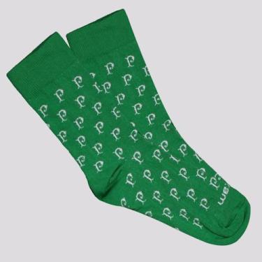 Imagem de Meia Palmeiras Casual Escudo Juvenil Verde - Rikam, 34-39