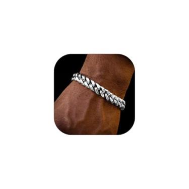 Imagem de ChainsHouse Pulseira masculina de elos cubanos, aço inoxidável/preto/banhado a ouro 6 mm/10 mm/14 mm de largura, 19 cm/21 cm de comprimento, caixa de presente, 8.3 inch, Metal