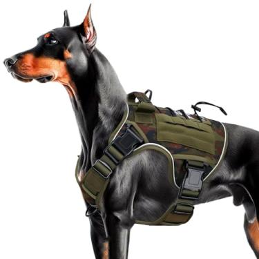 Imagem de Peitoral tático resistente para cães grandes, colete refletivo ajustável sem puxão com sistema Molle, controle de nível militar K9 para treinamento de serviço, atividades ao ar livre e mais de 10