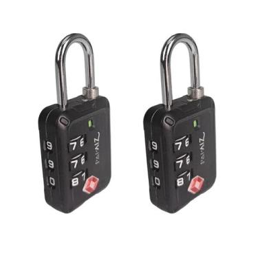 Imagem de Kit com 2 papaiz cadeado tsa com segredo zamac 30z preto - 000276