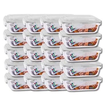 Imagem de Conjunto 20 Potes Vidro Hermético Marmita Mantimentos 640ml - Casa Lin