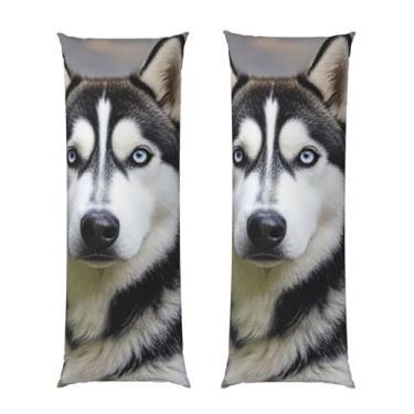 Imagem de Capa de travesseiro corporal com zíper oculto, fronha longa de microfibra macia e respirável para travesseiro corporal, capas de travesseiro de cachorro Husky para dormir, presente de cama, 50 x 137