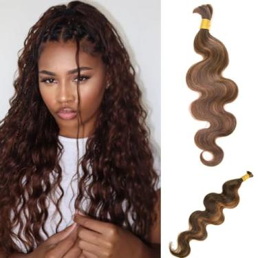 Imagem de YWIGS Cabelo humano ondulado a granel para trançar cabelo humano trançado para tranças Boho sem trama cabelo humano virgem 50G #4/30 50.8 cm