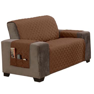 Imagem de Protetor de Sofá Padrão 2 Lugares Classic 100% Poliéster - Marrom