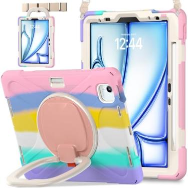 Imagem de BATYUE Capa para iPad Air 11 polegadas M3 (2025)/M2 (2024), iPad Air 5ª/4ª 11 polegadas (2022/2020), iPad Pro 11 polegadas, 4ª/3ª/2ª/1ª, capa infantil com suporte giratório de 360°, suporte para