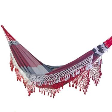 Imagem de Rede de Dormir e Descanso Casal Extra Soberana 100% Algodão Jaguaruana. (Vermelho e Preto)