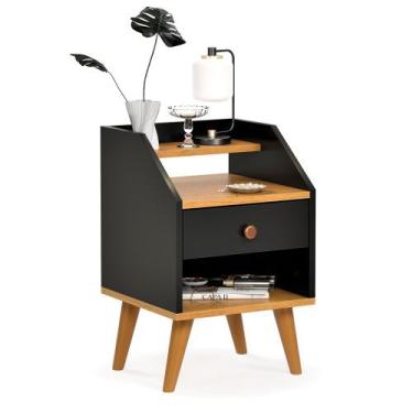 Imagem de Mesa de Cabeceira para Quarto Retrô 1 Gaveta Puxador Rose Dakota - J2L