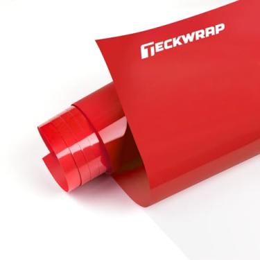 Imagem de TECKWRAP Vinil vermelho de transferência de calor, 30,5 cm x 1,8 m de ferro vermelho em vinil HTV para camiseta, aparência de vestuário