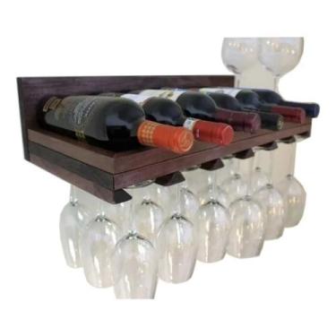 Imagem de Adega De Madeira Prateleira E Porta Taças Para Vinho Bar - filipe lero