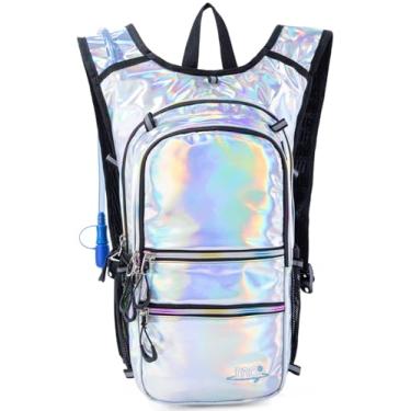 Imagem de Mubasel Gear Mochila de Hidratação com Luzes Led Bacanas, Pacote de Hidratação com Bexiga de 2 Litros, Bolsa Divertida e Colorida para Corrida, Caminhada, Escalada, Festivais de Música Urbana e Raves.