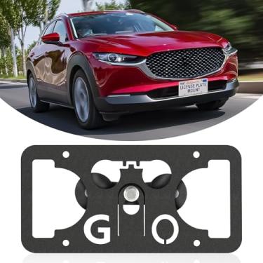 Imagem de Moldura frontal sem furadeira compatível com Mazda CX-3 2016-2021 Suporte de montagem de grade de placa de carro antifurto Capas de etiqueta de carro à prova de ferrugem, acessórios de carro à prova