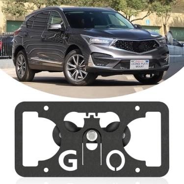 Imagem de Moldura frontal sem furadeira compatível com Acura RDX 2013-2024 Suporte de suporte de grade de placa de carro antifurto Capas de etiqueta de carro à prova de ferrugem, acessórios de carro à prova de