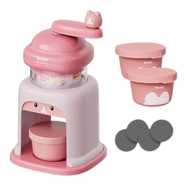 Imagem de IEUDNS de gelo manual, máquina de raspadinha leve para festas em casa, bar, restaurante, Rosa com 3 Tigelas