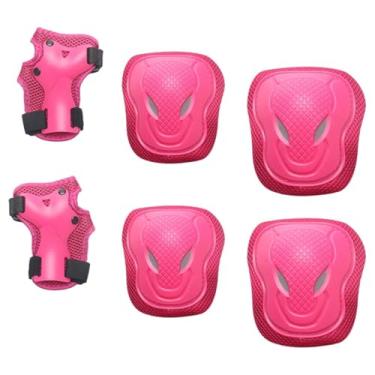 Imagem de UGPLM Conjunto de equipamentos de proteção Hand Pads de joelhos de cotovelo de bicicleta esportes ao ar livre confortáveis, skateboarding para crianças, Rosa