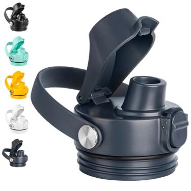 Imagem de Diumepo Tampa de substituição para garrafa de água Yeti 340.2 g 510.3 g 737.1 g 1,020.6 g 1,814.4 g, tampa de bico automático para garrafa YETI Rambler com alça flexível (azul marinho)