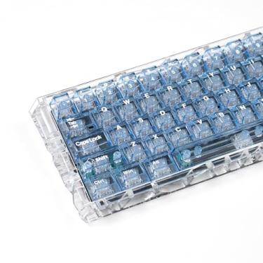 Imagem de mintcaps Conjunto de teclas de teclado de 128 teclas que brilham através de teclas azuis claras, tampas de teclas transparentes cereja para teclado mecânico Cherry Gateron Mx Switches