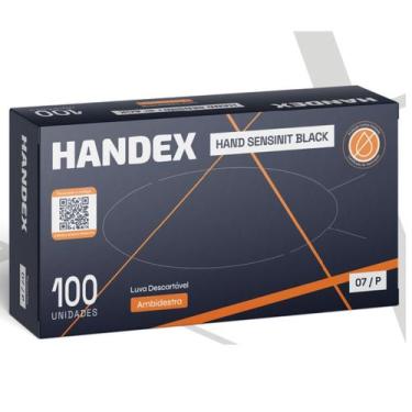 Imagem de Luva Descartável Handex Hand Sensinit Black  Caixa com100 Unidades -P(