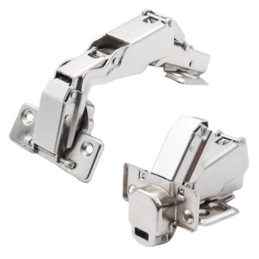 Imagem de Adyoney 2 peças de dobradiças de armário de sobreposição completa de 180 graus, dobradiça Susan preguiçosa, dobradiça de fechamento suave, dobradiças hidráulicas ocultas sem moldura para canto