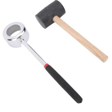 Imagem de AUNMAS Ferramenta de Disjuntor deCoco Em Aço Inoxidável Com Martelo de Borracha, Ferramenta de Abridor deCoco Portátil de Qualidade Alimentar Conjunto Com Martelo para o Mercado