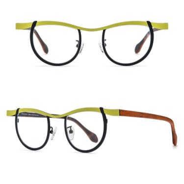 Imagem de VFDHN Armação de óculos de acetato de titânio para homens e mulheres (amarelo e cinza C7)