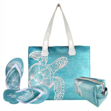 Imagem de Kit Feminino Praia Bolsa Chinelo Necessaire Magicc Kit-243 (Multicolorido, 37/38)