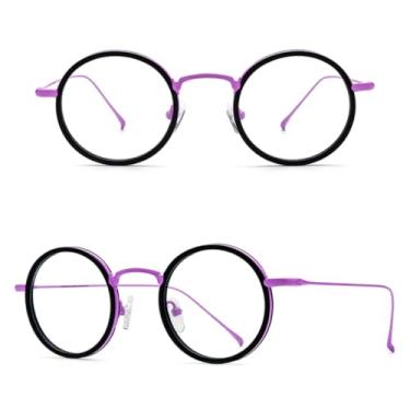 Imagem de VFDHN Armação de óculos de acetato de titânio feminino, moda retrô, pequeno, redondo, masculino, vintage (2)